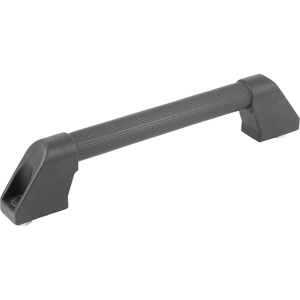 Tubular Handle A=600, L=624, H=55, Form:B, Aluminum Serrated Plastic Sleeve, Comp: Plastic, Black,